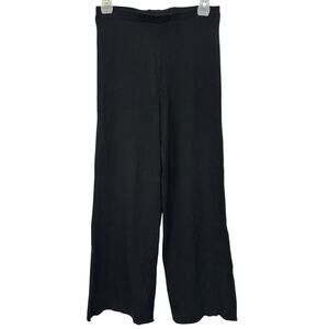 House of Harlow 1960 Ribbed Wide Leg Cropped Pants Black Palazzo Pull On Size S